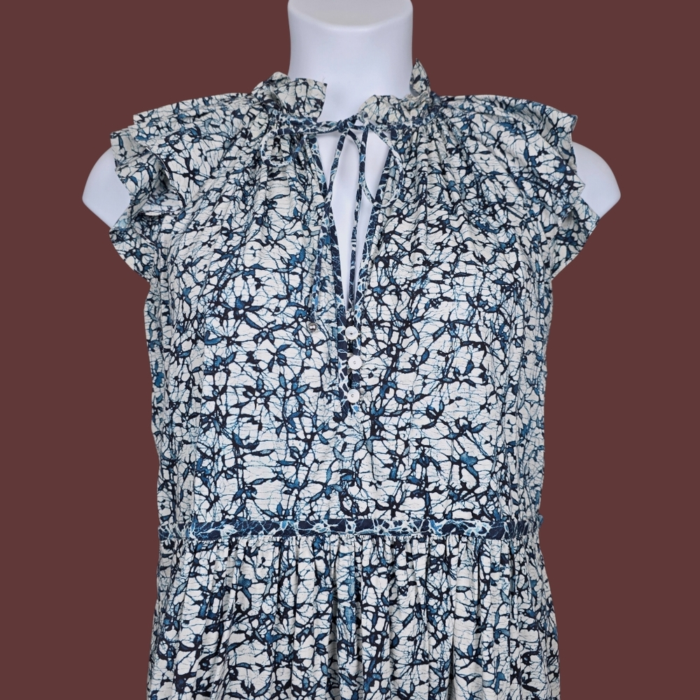 Veronica Beard Womens Blue Batik Print Zee Tiered Mini Dress Size 6 - Picture 2 of 6